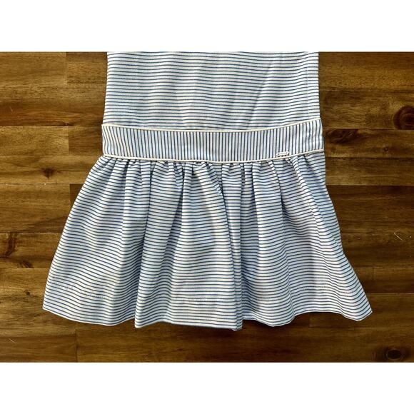 Mayoral Blue White Striped Sleeveless Lurex Bow Dress European Preppy 4 - Picture 4 of 9